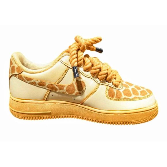 NIKE Air Force 1 Low Custom Orange Dip Dye Rope Lace Sneakers Size 8.5 - Picture 7 of 9